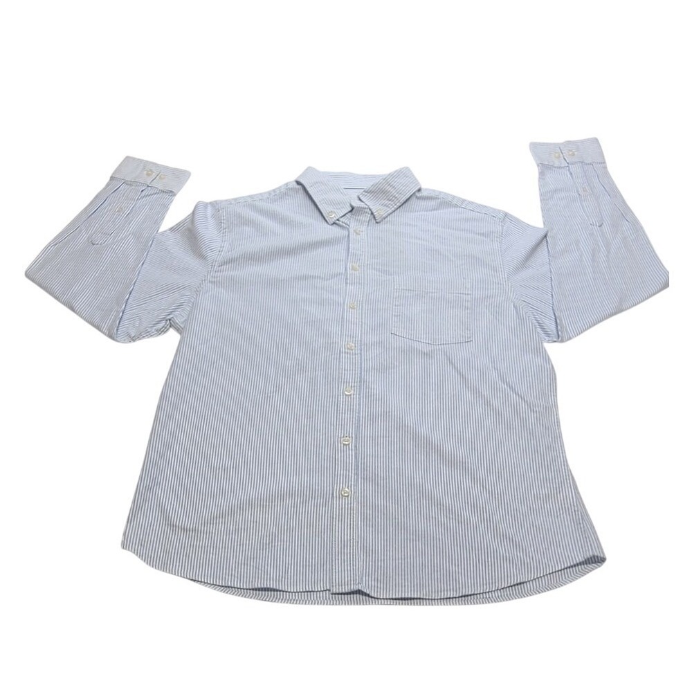 Goodfellow & Co Mens XL Slim Fit Every Wear Oxford Button-Up Blue White Stripe